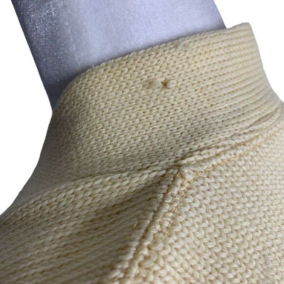 Vintage 70s Cardigan Varsity Sweater S Cream Wool Blend Pockets High School Band - Picture 9 of 12